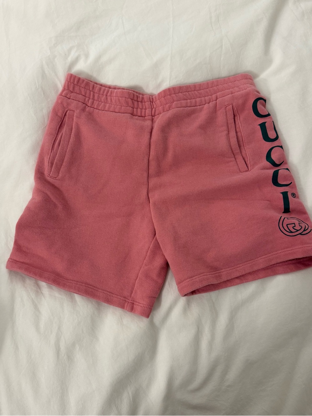 Gucci Rose Pink Logo Cotton-Blend Athletic Shorts